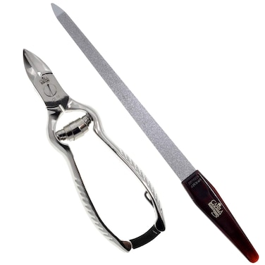 Camila Solingen CS13 Large Heavy Duty Toe Nail Clipper for Thick Nails Manicure and Pedicure  CS19 Large Professional Sapphire Metal Nail File for Fingernail and Toenail Made in Solingen Germany