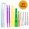 11 Pcs Flexible Drawstring Threader Set Include 2 Pcs Thang Sewing Tools2 Pcs Easy Threader Drawstring Tools3 Pcs Elastic Cord Threader4 Pcs Bodkin Threader Tweezers