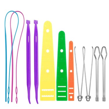11 Pcs Flexible Drawstring Threader Set Include 2 Pcs Thang Sewing Tools2 Pcs Easy Threader Drawstring Tools3 Pcs Elastic Cord Threader4 Pcs Bodkin Threader Tweezers