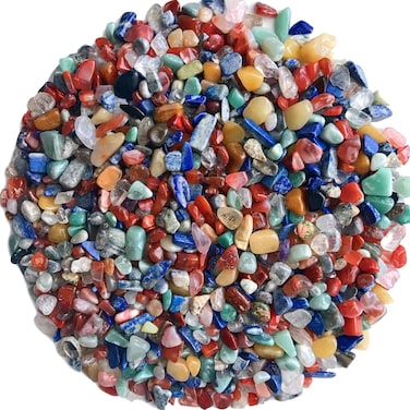 TESH CARE Tumbled Assorted Stones Crystals Chips Crushed Crystal Stones with 2 Miniature Bunnies Healing Home Indoor Decorative Stones 2 Pounds