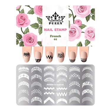 PUEEN Nail Art Stamping Plate French 01125x65mm Unique Nailart Polish Stamping Manicure Image Plates Accessories DIY Nails  BH000916