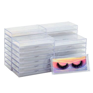 Stockroom Plus 30Pack Holographic Silver Empty Lash Boxes for False Eyelashes Lash Cases Empty Bulk Wholesale with Paper Card for Makeup Artists 43 x 2 Inches 055 Width