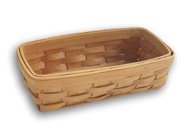 Natural Wood Bread Basket  Chip Chipwood Country Tray Basket  11 x 5 x 3 Inches