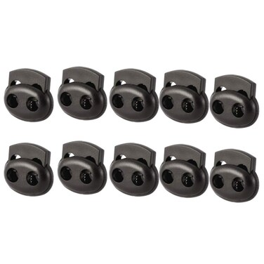 Healifty 20pcs Plastic Cord Lock Cord Stoppers for Drawstrings Backpacking Pants Black