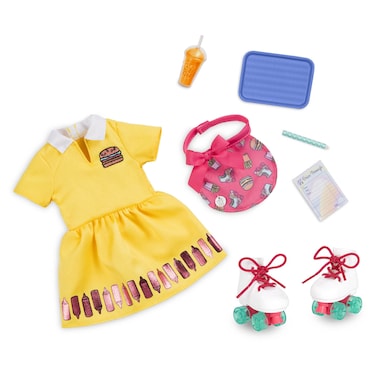 Glitter Girls  Play Food DriveThru Outfit  an Order of Friendship  Roller Skates and Dress  14inch Doll Clothes and Accessories for Kids Ages 3 and Up