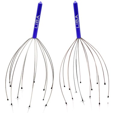 LiBa Scalp Massager Tool 2Pack for a Rejuvenating Head Hair Scratcher Massage No Painful Scratches Tangling or Hair Pulling Wires wGentle Rubber Beads Blue 12 Wire