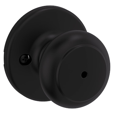 Kwikset Cove Interior Privacy Door Knob with Lock Door Handle For Bathroom and Bedroom Matte Black Keyless Turn Lock Doorknob