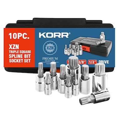 KORR Tools KSS009 10pc XZN Triple Square Spline Bit Socket Set