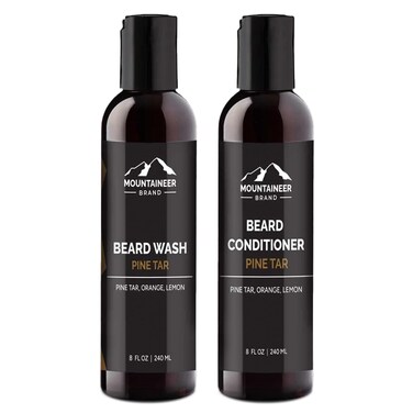 Mountaineer Brand Basic Beard Bundle  Beard Wash and Conditioner for Men  Beard ShampooBeard Conditioner Set  Deep Cleans  Leaves Hair Soft and Hydrated  Pine Tar Scent  2 Count  8oz