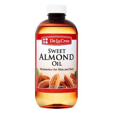 De La Cruz Sweet Almond Oil  Expeller Pressed Almond Oil for Skin and Hair 8 FL OZ 236 mL