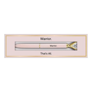 Warrior Gem Soft Pink and Gold Tone 6 inch Metal Ballpoint Pen in Gift Box