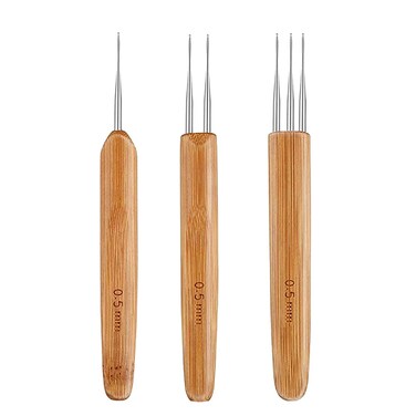 3 Pcs 05mm Dreadlock Crochet Hook Wood Crochet Needles Hair Dreadlocks Tool for Braid Craft