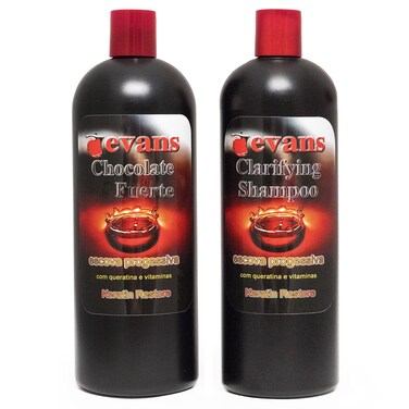 evans COMBO PACK Brazilian Keratin Hair Smoothing Treatment Blowout Straightening System  Strong 32 fl oz  Clarifying Shampoo 32 fl oz