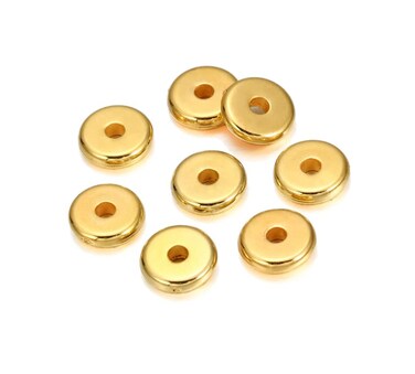Duehut HLLMX 150 PCS Plastics Spacer Beads Flat Round Disc 8mm Gold Flat Round Spacer Beads Disc Loose Jewelry Making Beads for DIY Bracelet Necklace Crafts Golden