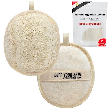 LUFF YOUR SKIN Natural Loofah Sponge  Made with 100 Egyptian All Natural Luffa Sponges  Bath Sponges for Shower for Men  Women  Loofah Exfoliating Body Scrubber  Dead Skin Remover Oval M 2