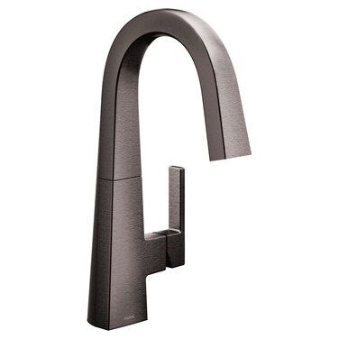 Moen S55005BLS Nio OneHandle Bar Faucet Includes Secondary Finish Handle Option Black Stainless