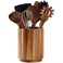 LOHONER Acacia Wood Utensil Holder for Kitchen Counter 360 Rotating 72 Large Cooking Utensil Holder Kitchen Utensil Storage Organizer for Countertops Farmhouse Kitchen Decor