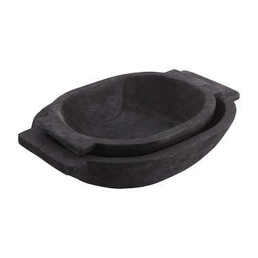 Mud Pie Oval Dough Bowl Set Black small 12 x 17  large 14 12 x 21