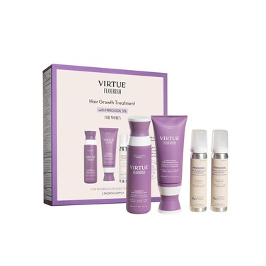 Virtue Flourish Hair Growth Regimen for Women with Minoxidil 5 Foam for Fine or Thinning Hair Sulfate Free Color Safe