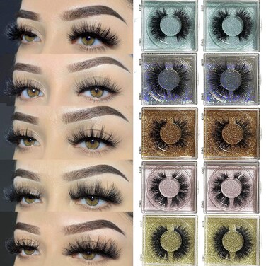 Mink Lashes Bulk Ninglash 10 Pack False Eyelashes 1418MM Real Mink EyeLashes Thick HandMade Full Strip Lashes Crueltyl Free Fluffy Lash 5D Mink Lashes Wholesale