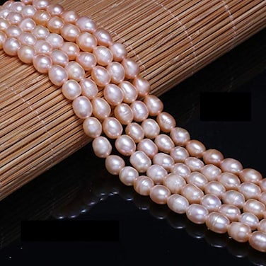 Pearl Beads Natural Oval Freshwater Cultured Pink Pearl Loose Beads Quality Rank AA for Jewelry Making Necklace Bracelet Gift 56 mm 142 inches 2 Strands