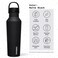 Corkcicle Sport Canteen Insulated Tumbler Matte Black 20 oz  Reusable Water Bottle Keeps Beverages Cold for 25 Hours  Hot 12 Hours  Cupholder Friendly Tumbler with ScrewOn Cap
