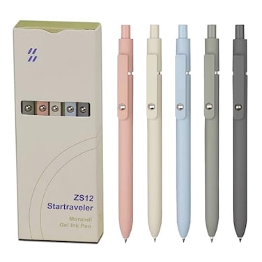 Gel Pens 5 Pcs School Supplies Aesthetic Gel Pens 05mm Quick Dry Black Ink Pens Fine Point Smooth Writing Pens for Journaling NoteTaking Cute Office School Supplies Gifts for Women Men Morandi