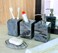 KLEO  Bathroom Accessory Set Made from Natural Stone  Bath Accessories Set of 4 Includes Soap Dispenser Toothbrush Holder Tumbler and Soap Dish Black