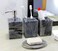 KLEO  Bathroom Accessory Set Made from Natural Stone  Bath Accessories Set of 4 Includes Soap Dispenser Toothbrush Holder Tumbler and Soap Dish Black