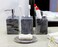 KLEO  Bathroom Accessory Set Made from Natural Stone  Bath Accessories Set of 4 Includes Soap Dispenser Toothbrush Holder Tumbler and Soap Dish Black