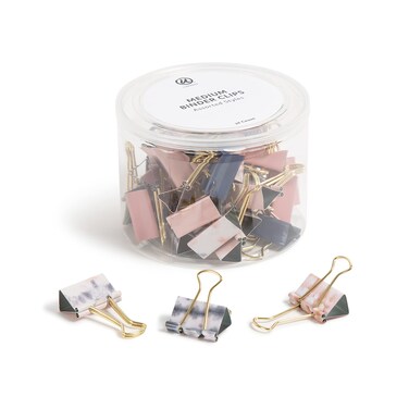 U Brands Fashion Binder Clips Soft Dye with Gold Prongs Office Organization Supplies 32mm 36 Count