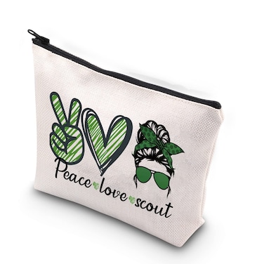 WCGXKO Scout Gift Peace Love Scout Makeup Bag Travel Bag For Scouting Journey Scout Bridging Ceremony Gift Peace Love Scout