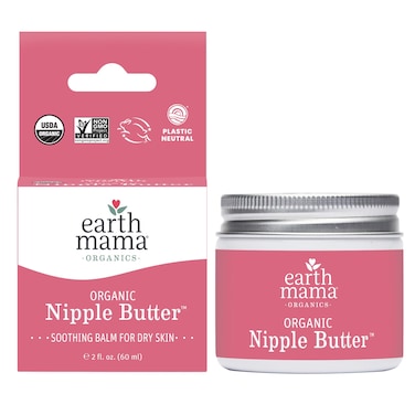 Earth Mama Organic Nipple Butter  Nipple Cream Safe for Breastfeeding  Postpartum Essentials for Nursing  Non Lanolin Nipple Cream 2Fluid Ounce