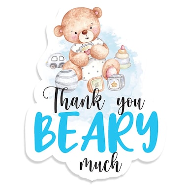 Cute Thank You Beary Much Blue Bear Boy Thank You Stickers LabelsBear Lover Party Sticker for Boy Birthday Party Favor Label Decorations10 in80 Labels