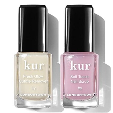 LONDONTOWN Clean Up Cuticles Set  Cuticle Remover  Soft Touch Nail Scrub04 Fl Oz Pack of 2