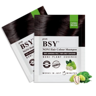 BSY Noni Dark Brown Hair Color Shampoo Hair Dye Hair Color Shampoo 20mlx10 Sachets Dark Brown 20mlx10