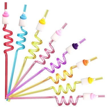 24 Reusable Baby Bottle Plastic Straws for Girls Boys Baby Shower Party Gift Favors with 2 Cleaning Brushes
