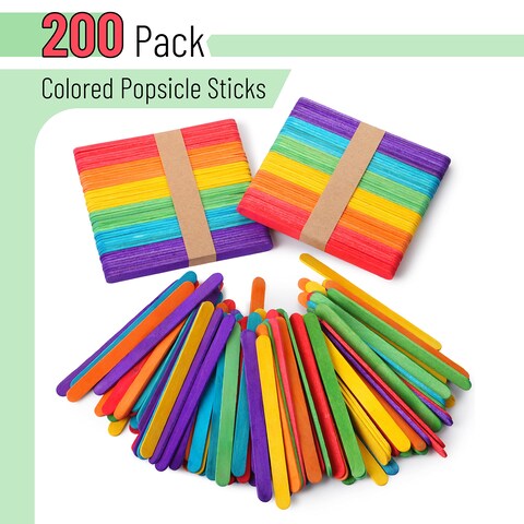 Mr Pen Colored Popsicle Sticks Wooden Rainbow Colored Popsicle Sticks for Crafts 200 Pack 45 Inch