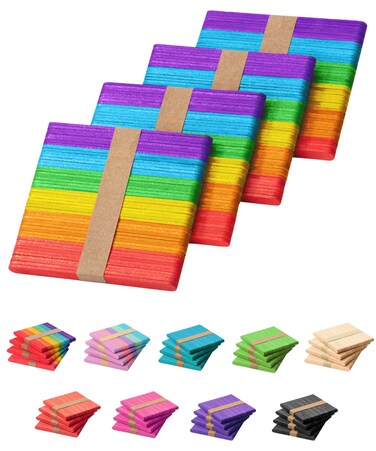 Mr Pen Colored Popsicle Sticks Wooden Rainbow Colored Popsicle Sticks for Crafts 200 Pack 45 Inch