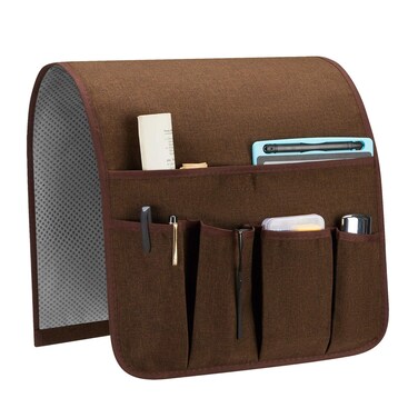 SYSOV Sofa Armrest Organizer Remote Control Holder for Recliner Couch Arm Chair Caddy with 5 Pockets for Magazine Tablet Phone iPad