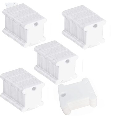 Fokanlo Large Quantity 700 Pieces Plastic Floss Bobbins for Cross Cotton Thread Craft DIY Sewing Storage Thread Organizer Holder Embroidery Thread Cards Cross Stitch Bobbin White