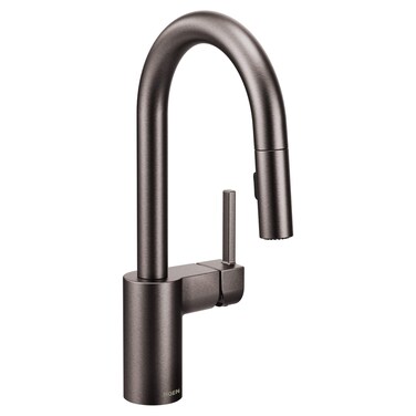 Moen 5965BLS Align OneHandle Pulldown Modern Bar Faucet with Power Clean featuring Reflex Black Stainless