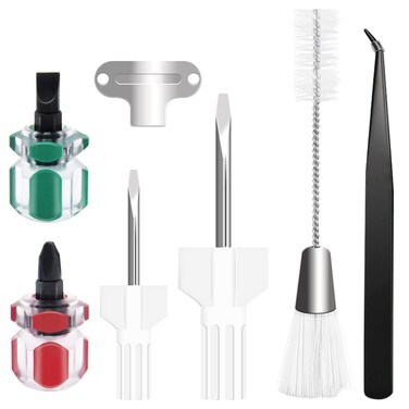 7 Piece Sewing Machine Cleaning Kit Include Tweezers Double Ended Fluff Brush Needle Board Screwdriver and 4 Short Screwdrivers Sewing Machine Repair Tool