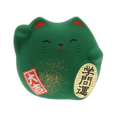 Kotobuki Maneki Neko Charm Gakumonun Collectible Figurine Academic Achievement Green