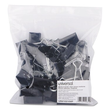 Universal Medium Binder Clips Steel Wire 58 Cap 114 Wide BlackSilver 12Pack 36 Total