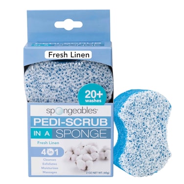Spongables Pedi Scrub Foot Exfoliating 20 Wash Sponge Fresh Linen 1 Count