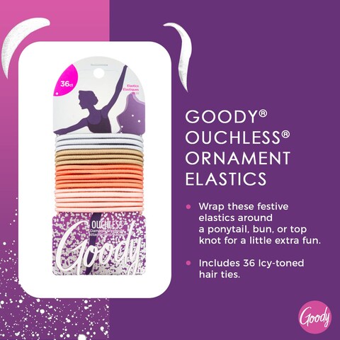 Goody Icy Holiday Ornament Elastics  36 Count Assorted  Hair Accessories for Men Women Boys and Girls to Style With Ease and Keep Your Hair Secured  PainFree For All Hair Types