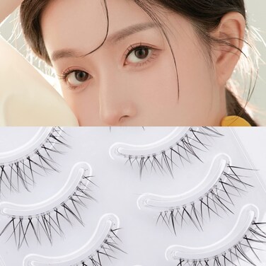 Miz Barn Daily Lashes 4 Pairs Natural Look False Eyelashes Natural Soft Lightweight Comfortable Short Lashes Strip Cross Clear Band Handmade Fake EyelashesGT02