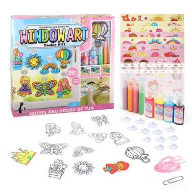 Koltose by Mash Window Art and Sticky Suncatcher Double Craft Kit for Kids  Arts and Crafts Sun Catcher Project for Girls Includes Over 100 Total Designs