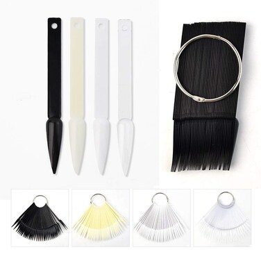 WEILUSI 160 Pcs False Nail Sticks Polish Board Nail Polish Practice Display Art Tips with Metal Split Ring